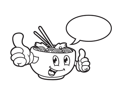 Cartoon noodle with bubble speechのイラスト素材