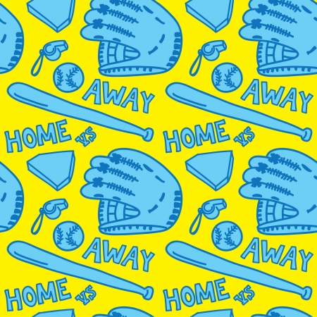 cartoon baseball stuff seamless patternのイラスト素材
