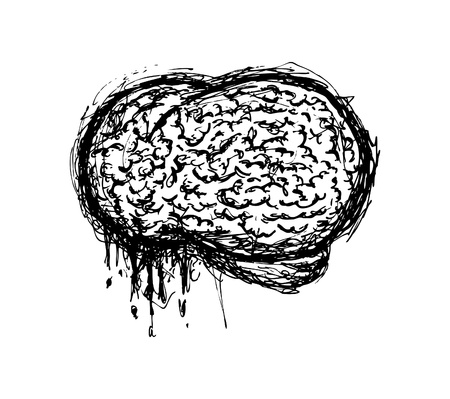 Grunge brain doodleのイラスト素材