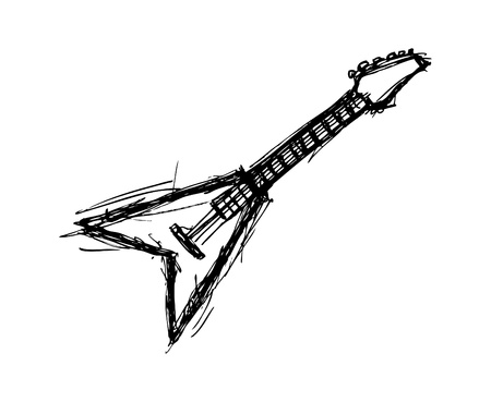 Hand drawn electric guitarのイラスト素材