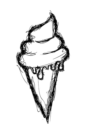 Hand drawn ice cream coneのイラスト素材