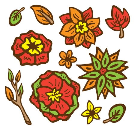 floral design element in doodle styleのイラスト素材