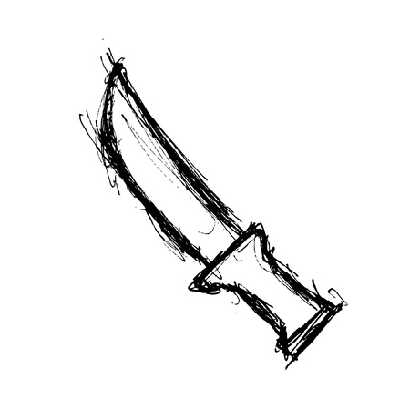 grunge knife in doodle styleのイラスト素材