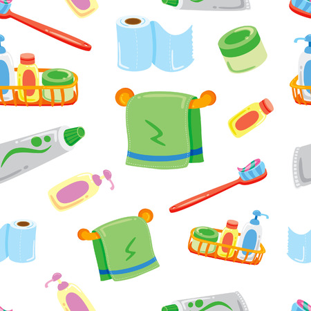 cartoon bathroom stuff backgroundのイラスト素材