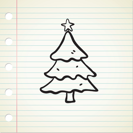 Christmas tree doodleのイラスト素材