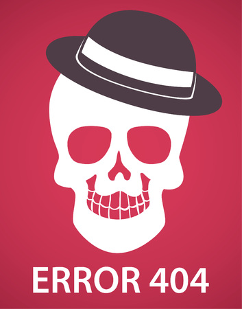 Skull wearing hat with Error 404 messageのイラスト素材