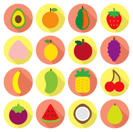 various fruit flat iconのイラスト素材