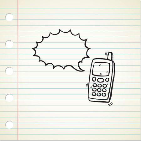 Cellphone with speech bubble doodleのイラスト素材