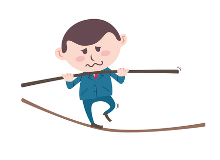 businessman walking on ropeのイラスト素材