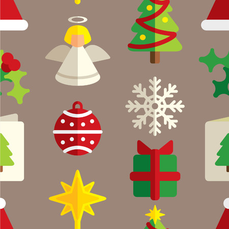 Christmas flat icon seamless backgroundのイラスト素材