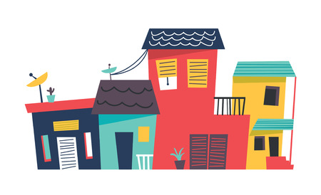 colorful cartoon houseのイラスト素材