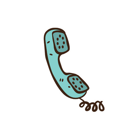 vintage telephone doodleのイラスト素材