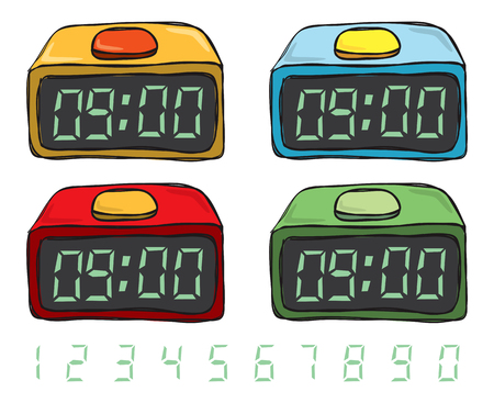 digital clock doodleのイラスト素材