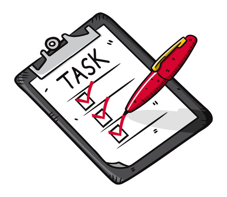 Clipboard and pen doodle, vector illustration.のイラスト素材