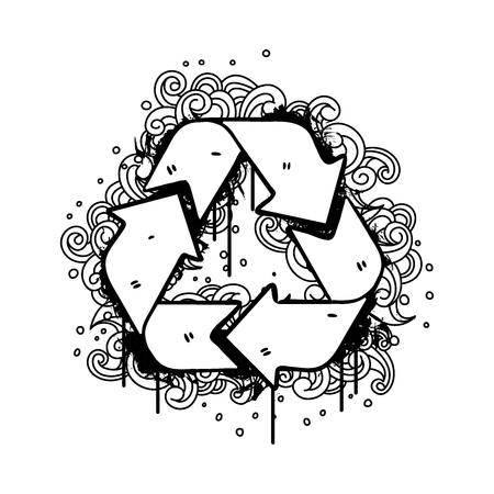 Grunge recycle sign, vector illustration.のイラスト素材