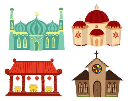A set of worship place illustration.のイラスト素材