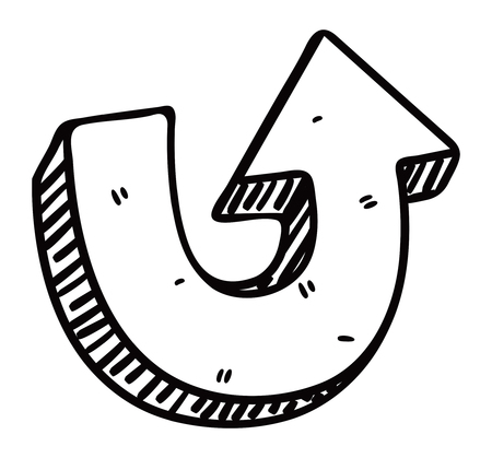 U turn arrow doodleのイラスト素材
