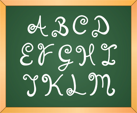 Swirly alphabet on chalkboardのイラスト素材