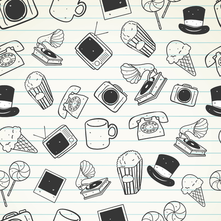 Vintage stuff seamless backgroundのイラスト素材