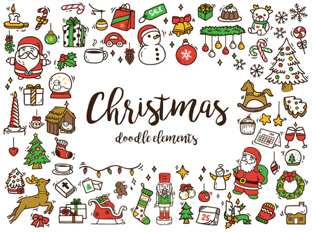 Big set of Christmas doodle.のイラスト素材