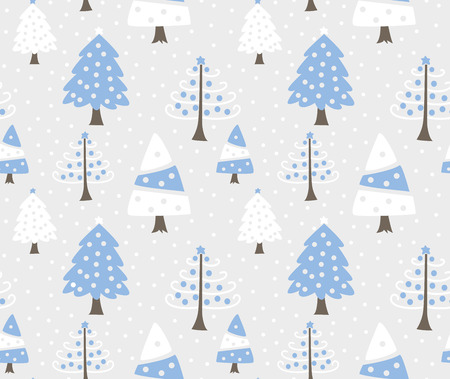 Christmas tree doodle seamless backgroundのイラスト素材