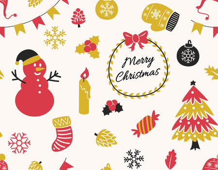 Vintage christmas seamless backgroundのイラスト素材