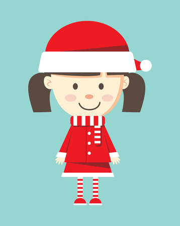 Cute little girl wearing Santa costumeのイラスト素材