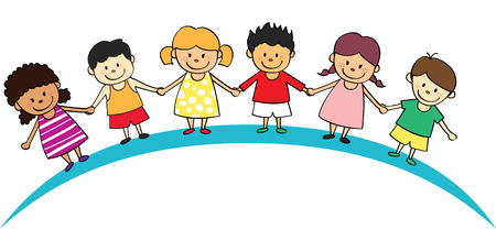 Kids lined up.のイラスト素材