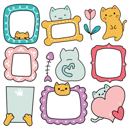 cute frame doodle, scrapbook element, graphic elementのイラスト素材