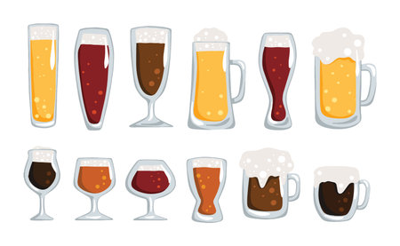 Beer Glass Doodle Flat Style Illustrationのイラスト素材