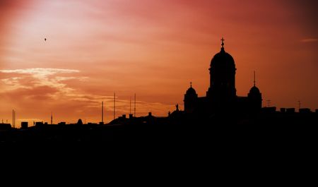 Silhouette of Helsinki concentrating on the main Cathedral
