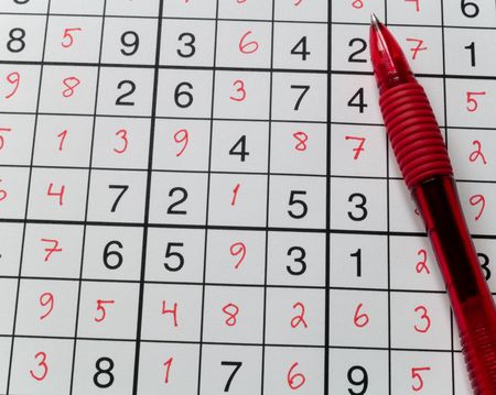 Pen on a sudoku grid.の写真素材