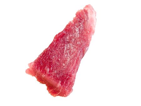 A piece of frozen reindeer meat isolated on a white backgroundの写真素材