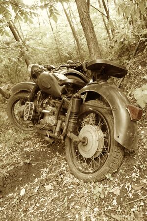 old vintage motorcycle in the black forestの写真素材