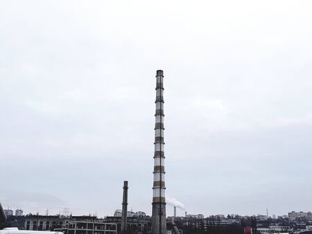 pipe in the city, industrial pipe against the skyの写真素材