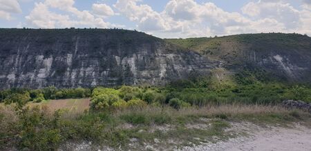 mountain view in summer, cloudy skyの写真素材