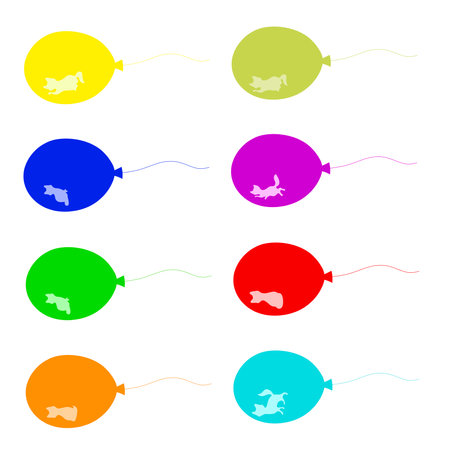 balloons with a spot in the shape of a catのイラスト素材