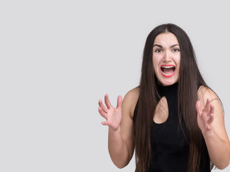 Beautiful Woman in Hysterics Screamingの写真素材