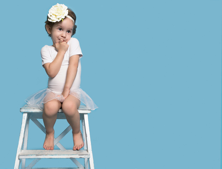 Little Girl with Wreath Smiles Shylyの写真素材