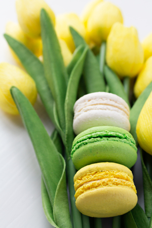 Macarooni with a Bouquet of Flowersの写真素材