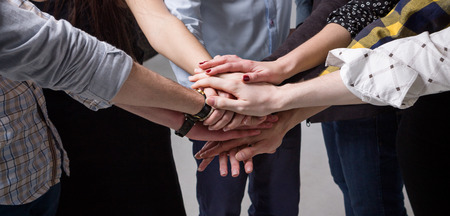 The Team Put their Hands Togetherの写真素材