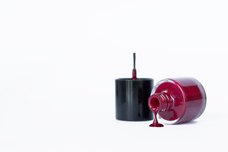 Bottle of Nail Polish on a White Backgroundの写真素材