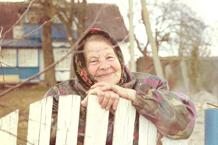 An Old Woman in a Scarf.の写真素材