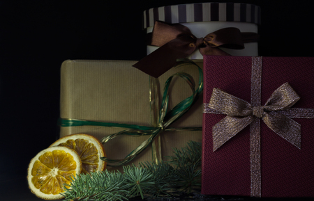 Still Life From Gift Boxes. Christmas Conceptの写真素材