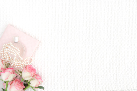 Still life of Flowers and Spirits with a diary. Copy Spaceの写真素材