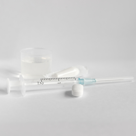 Still Life from Various Medicinal Drugs Isolated on White Background. Medical Conceptの写真素材