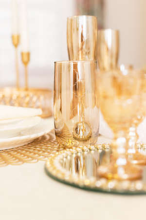 Modern Serving Festive Dinner. Tableware and Interior Items.の写真素材