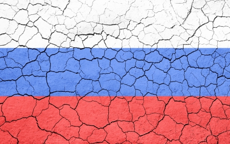 Faded, cracked, and aged texture, Russian flag.の写真素材