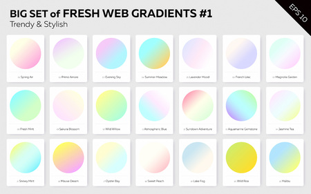 Set of Fresh Linear Web Gradients. Abstract Background For Web Design, Content Backdrops, User Interface, Mobile Applications, Business Infographic, Social Media.のイラスト素材