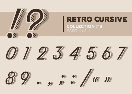 Retro Character Typeset Vintage Layered Font With Striped Shadow